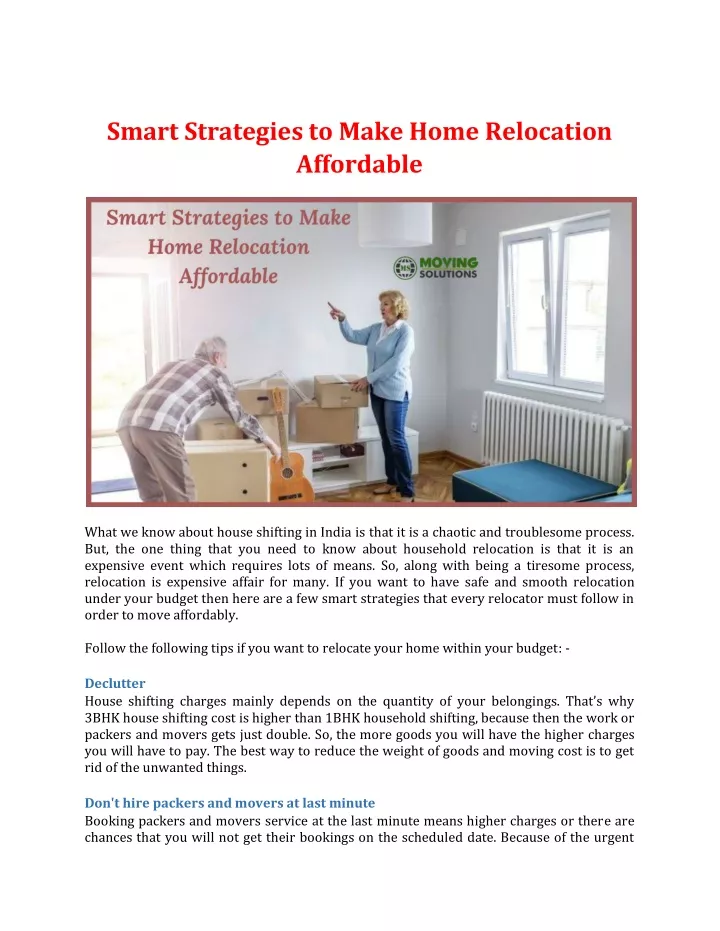 smart strategies to make home relocation