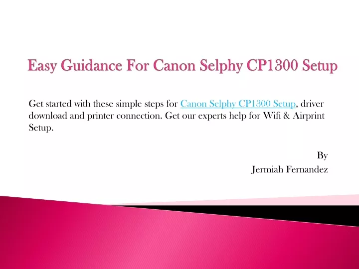 easy guidance for canon selphy cp1300 setup