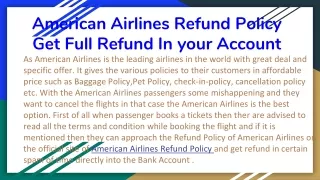 American Airlines Reservations  1-855-653-0624, USA ~ Refund Policy