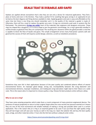 seals seals that is that is durable and safe