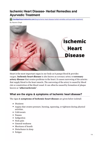 Ischemic heart disease remedies and ayurvedic treatment