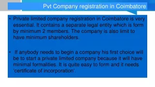 Private limited Company registration in Coimbatore