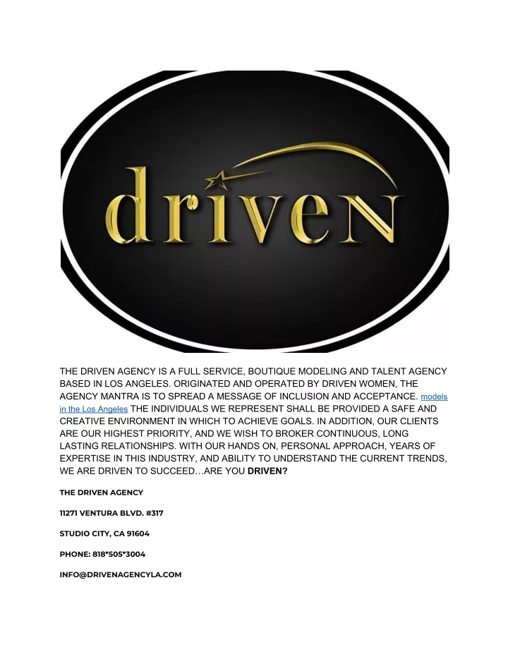 the driven agency is a full service boutique