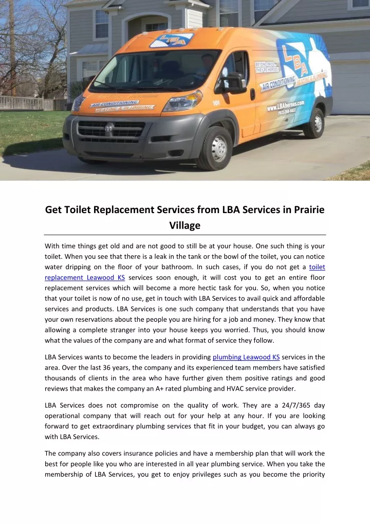 get toilet replacement services from lba services