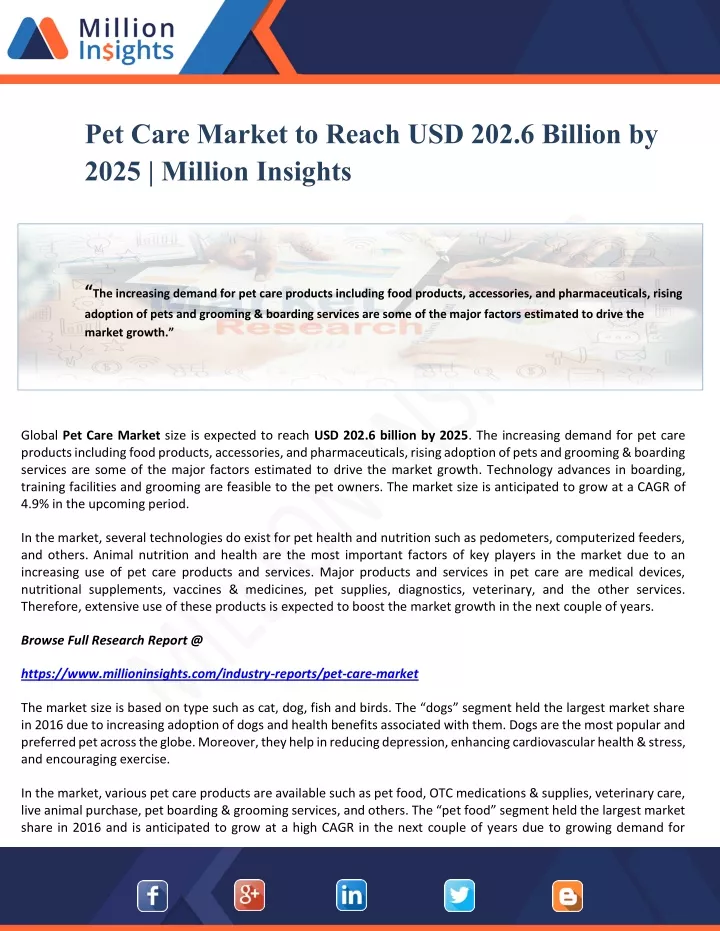 pet care market to reach usd 202 6 billion