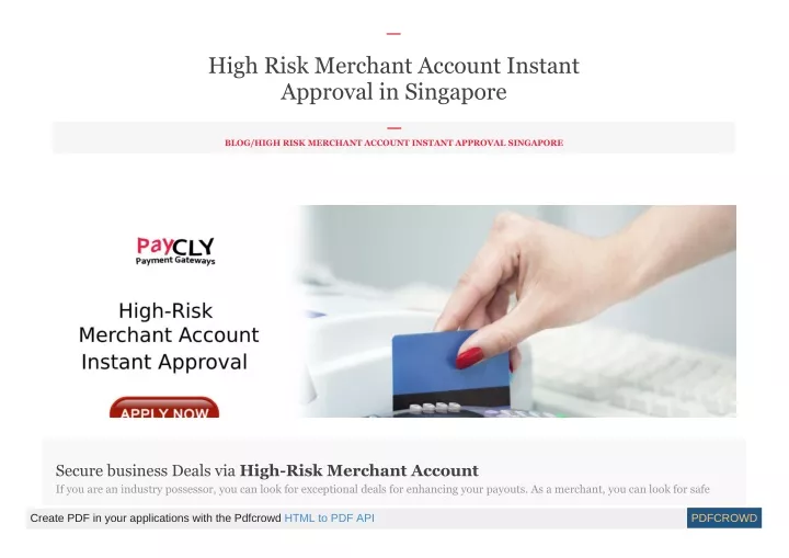 high risk merchant account instant approval