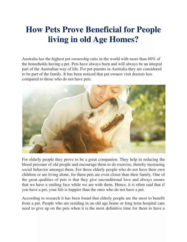how pets prove beneficial for people living