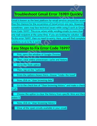 troubleshoot gmail error 76989 quickly