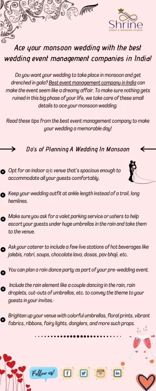 Ace your monsoon wedding with the best wedding event management companies in India!