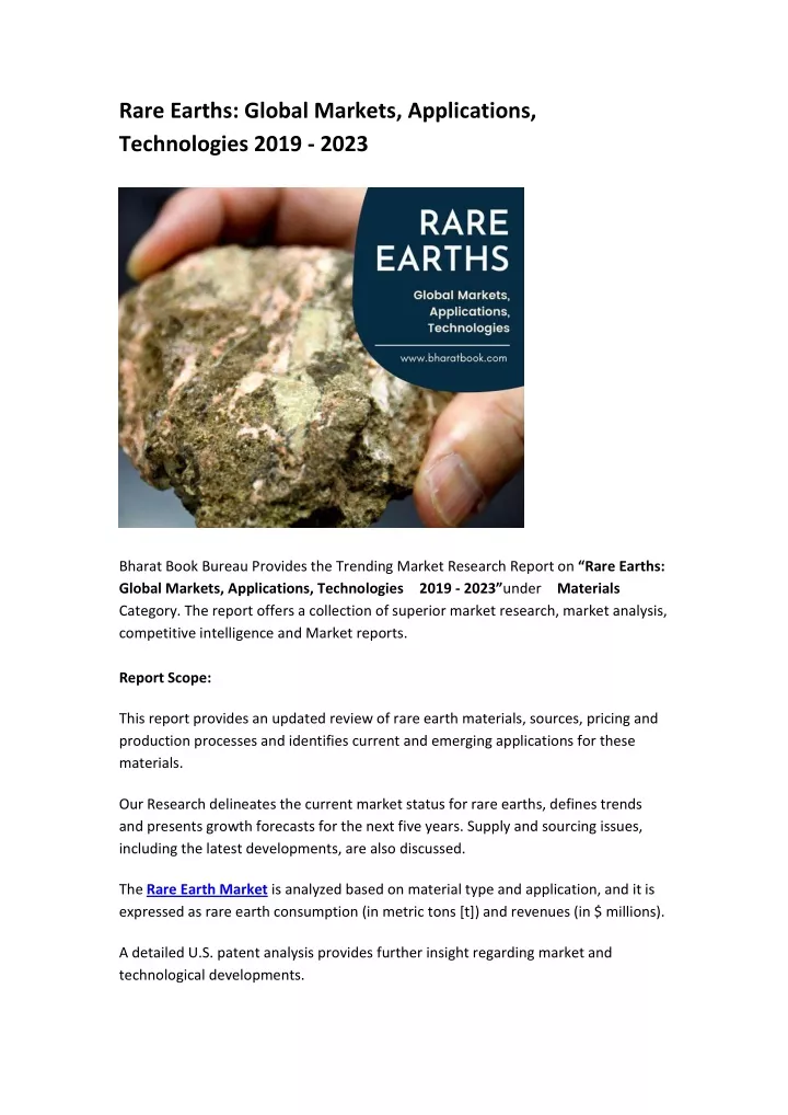 rare earths global markets applications