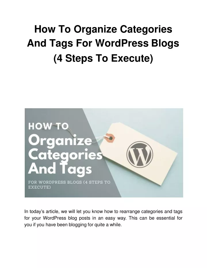 how to organize categories and tags for wordpress blogs 4 steps to execute