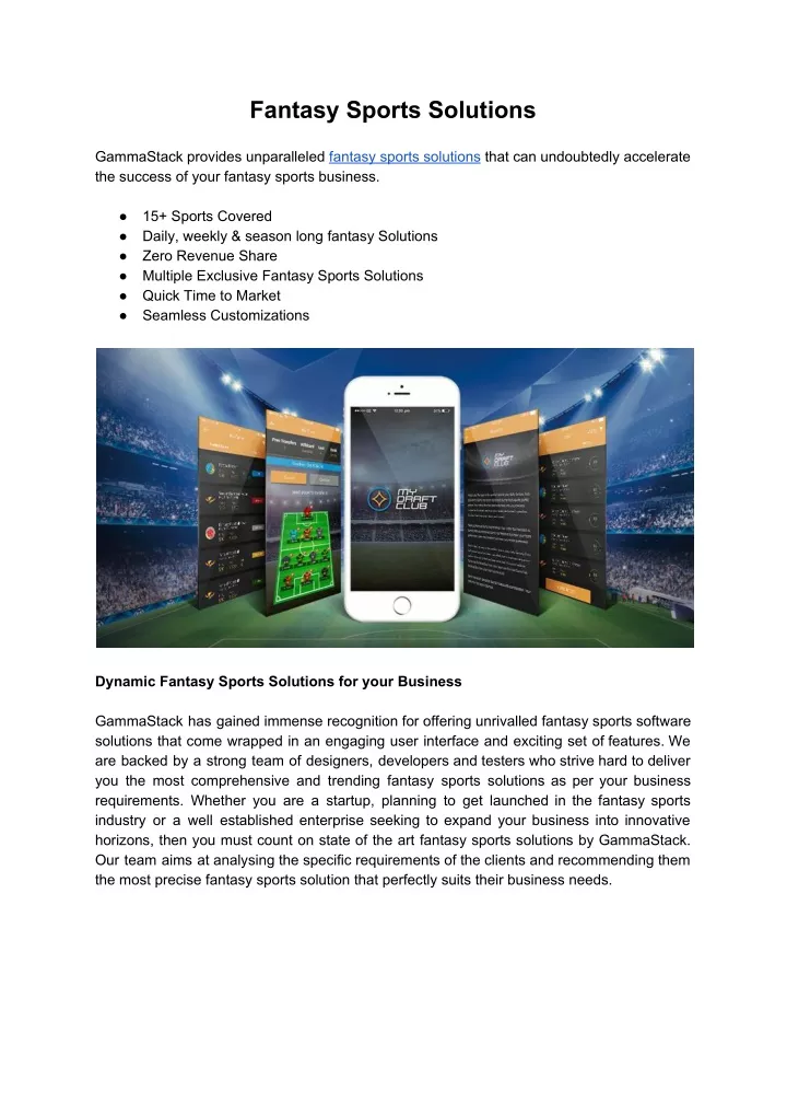 fantasy sports solutions