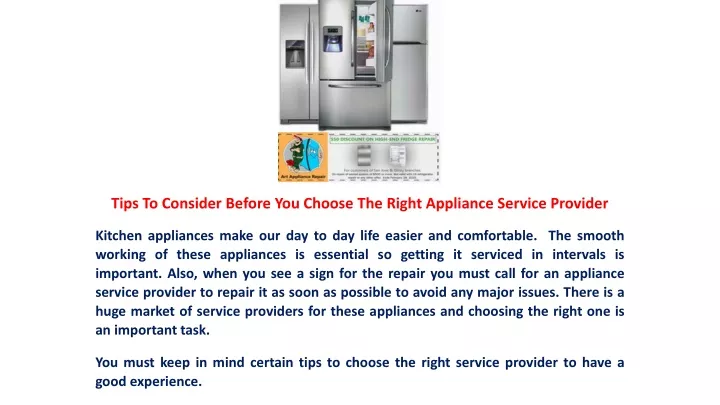 tips to consider before you choose the right appliance service provider