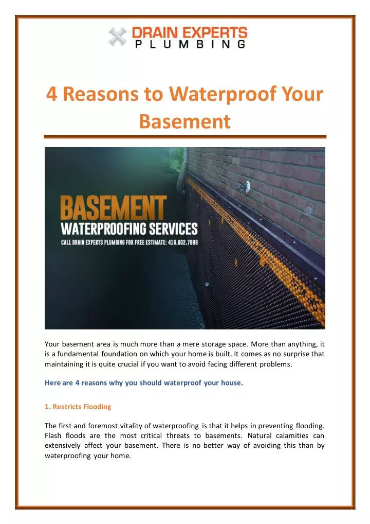 4 reasons to waterproof your basement