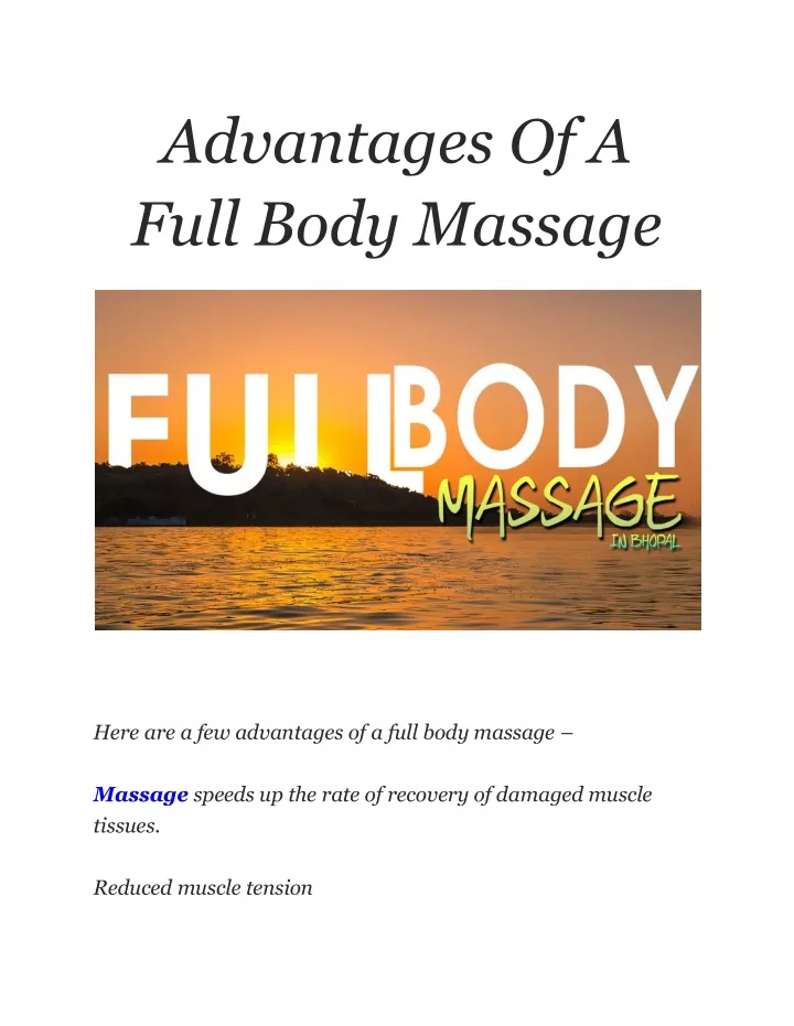 advantages of a full body massage