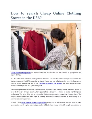 How To Search Cheap Online Clothing Stores In The USA?