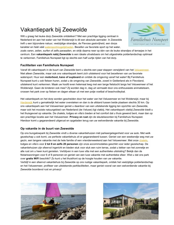 vakantiepark bij zeewolde