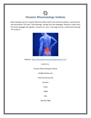 rheumatology may be a medical field that relates