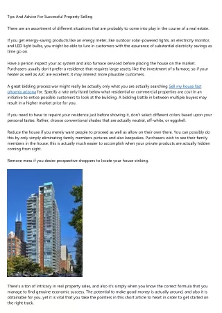 tips and advice for successful property selling