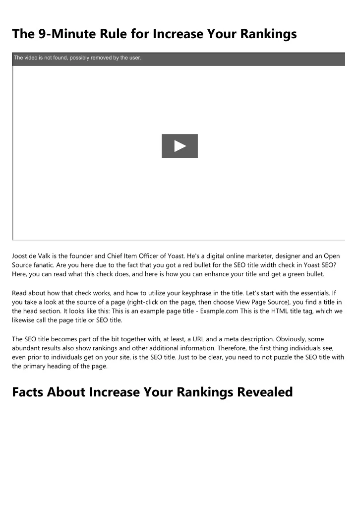 the 9 minute rule for increase your rankings