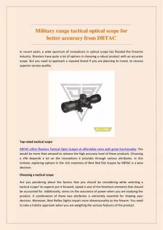 Military range tactical optical scope for better accuracy from DBTAC