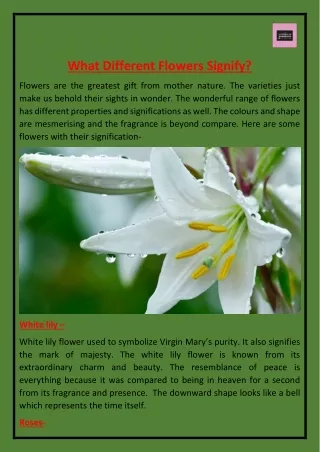 what different flowers signify