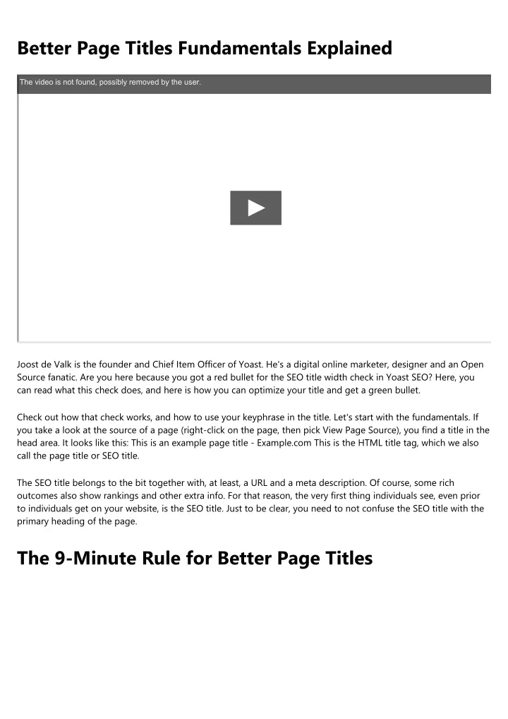 better page titles fundamentals explained