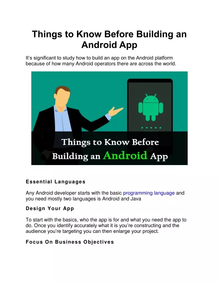 things to know before building an android app