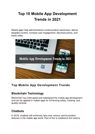 Top 10 Mobile app development trends