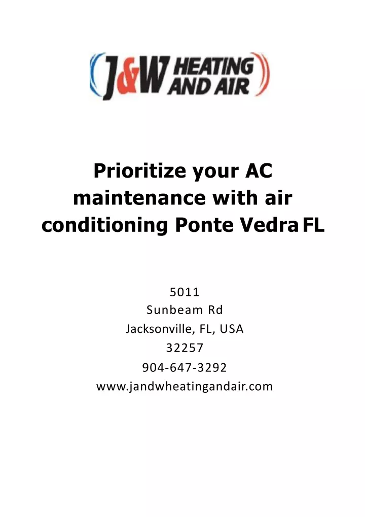 prioritize your ac maintenance with air conditioning ponte vedra fl
