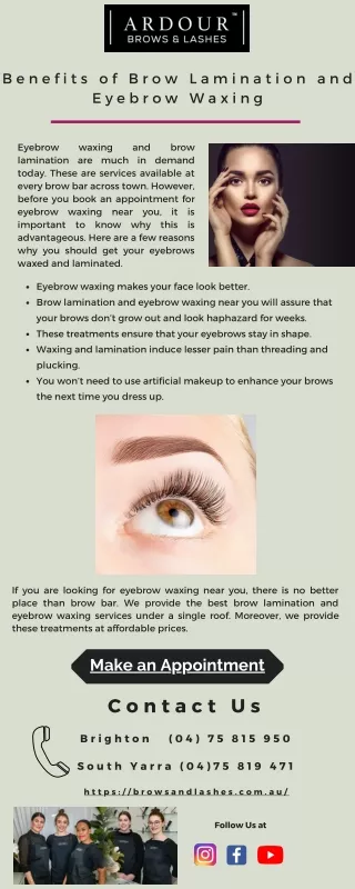 Benefits of Brow Lamination and Eyebrow Waxing