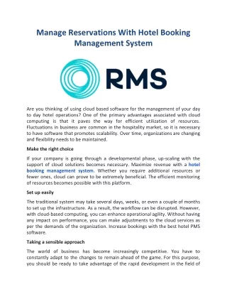 manage reservations with hotel booking management