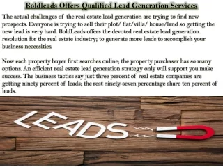 boldleads offers qualified lead generation