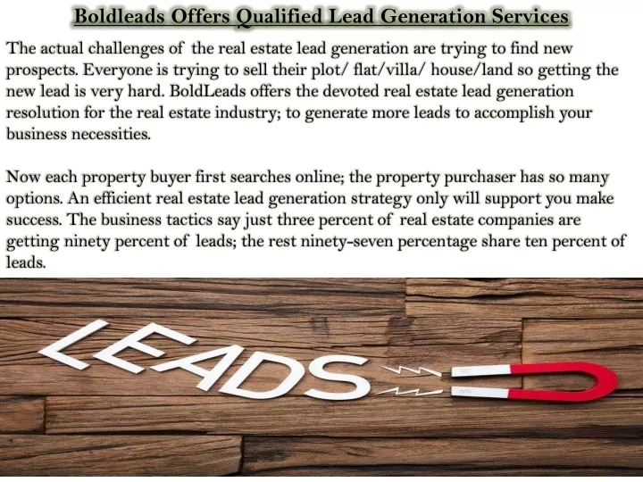 boldleads offers qualified lead generation