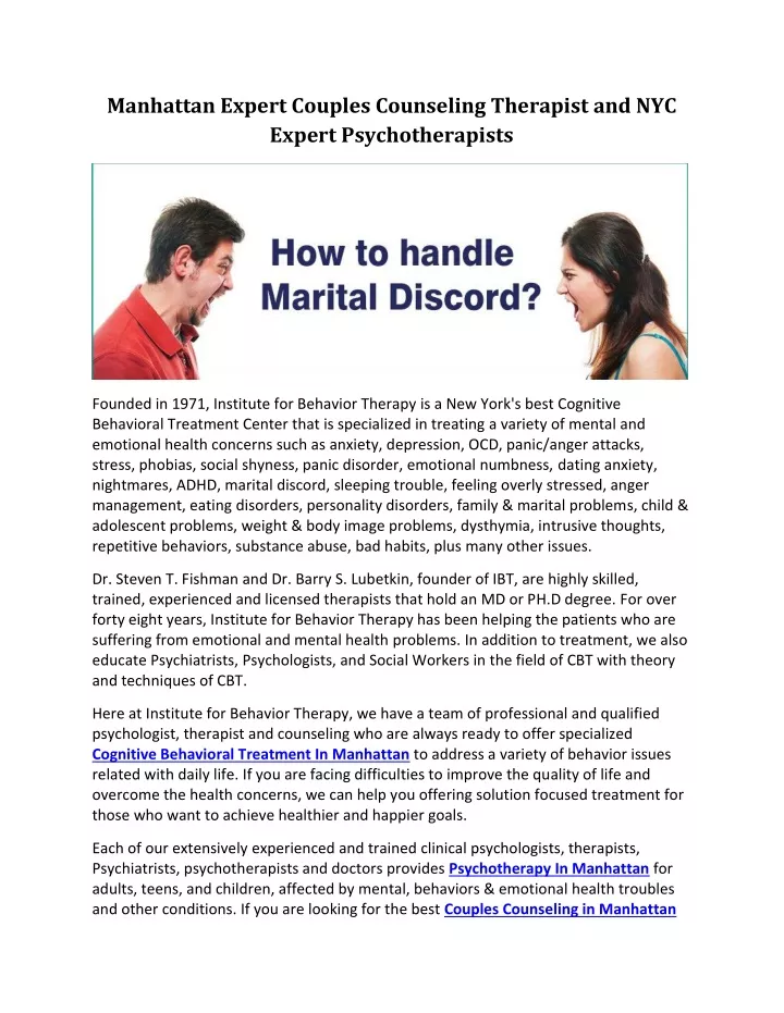 manhattan expert couples counseling therapist