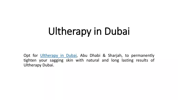 ultherapy in dubai