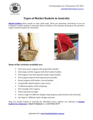 Types of Market Baskets in Australia