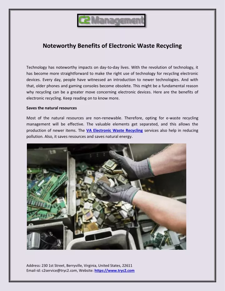 noteworthy benefits of electronic waste recycling