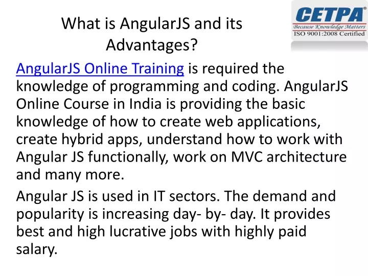 what is angularjs and its advantages