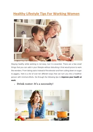 healthy lifestyle tips for working women