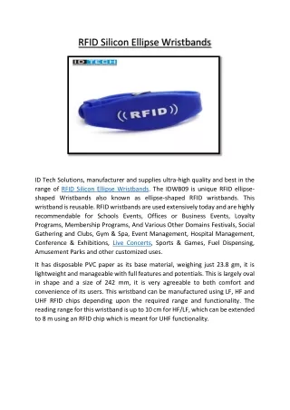 RFID Silicon Ellipse Wristbands | Plastic RFID Wristbands India