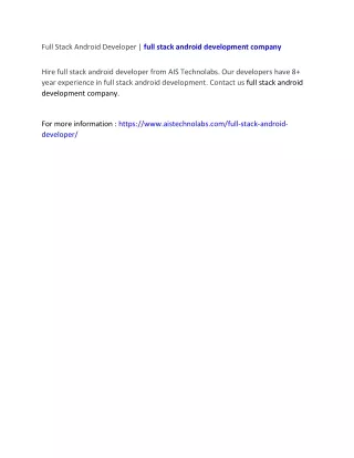 full stack android developer full stack android