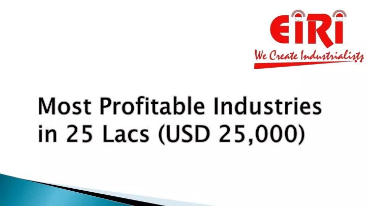 most profitable industries i n 25 lacs usd 25 000