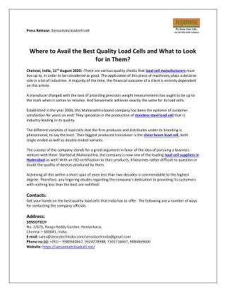 press release sensomaticloadcell net
