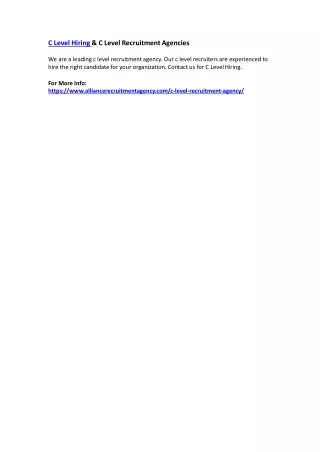 c level hiring c level recruitment agencies