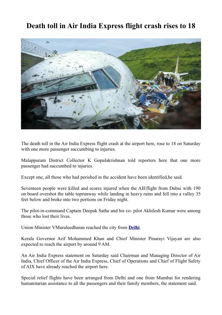 death toll in air india express flight crash