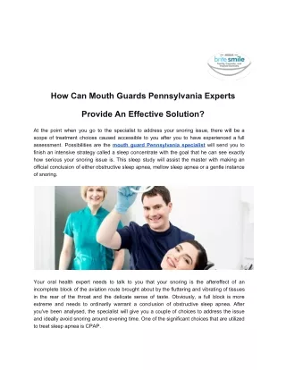 How Can Mouth Guards Pennsylvania Experts Provide An Effective Solution?