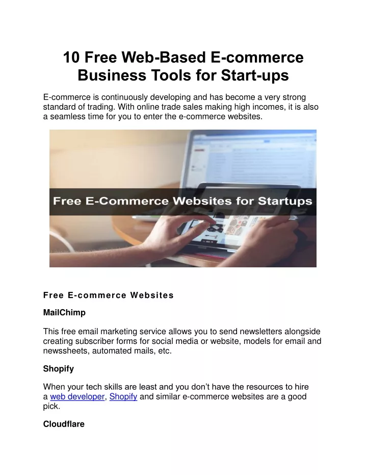 10 free web based e commerce business tools