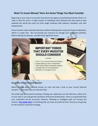 want to invest money here are some things