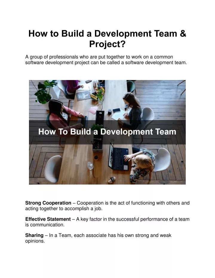 how to build a development team project